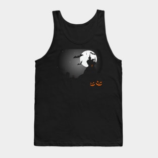 Halloween Graveyard - Pumpkins, Bats and Cats Tank Top